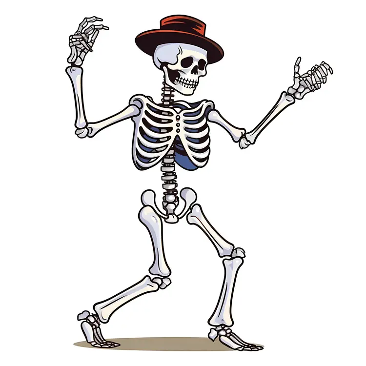 Dancing Skeleton with Red Hat