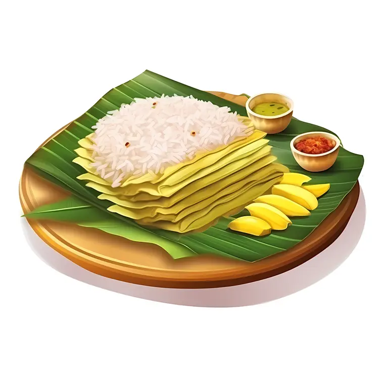 Traditional Banana Leaf Meal with Rice and Curry