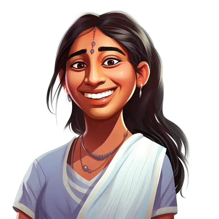 Smiling Woman in Traditional Attire with Jewelry