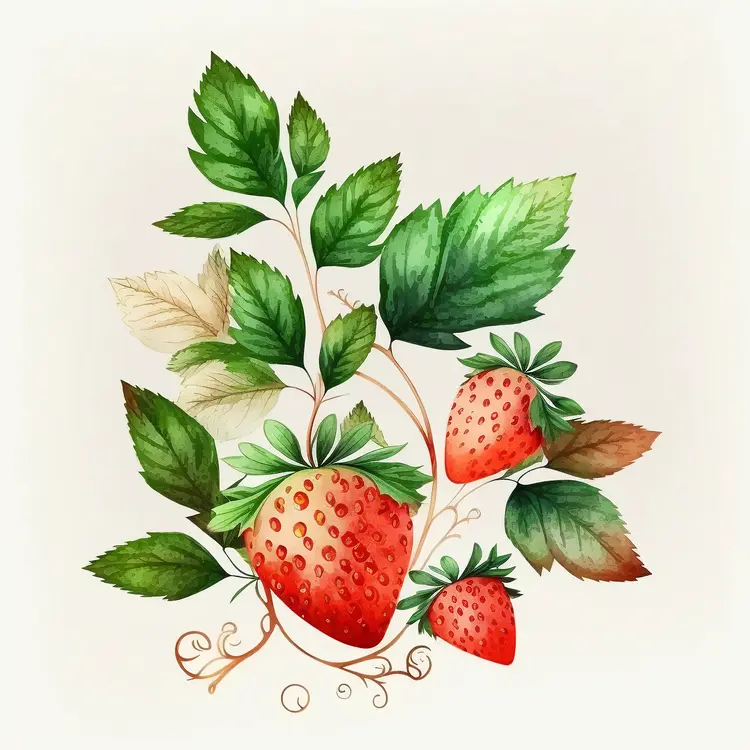 Beautiful Strawberry Plant Illustration