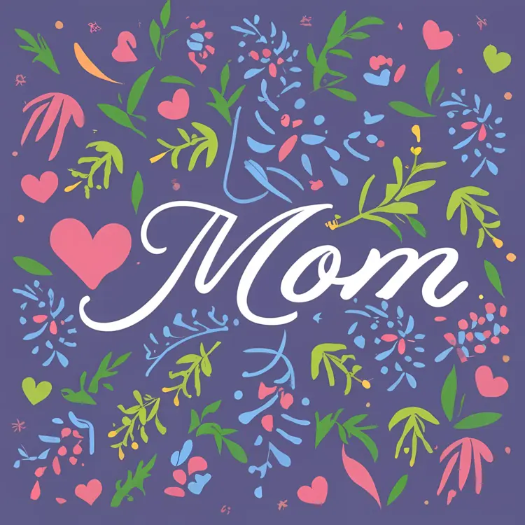 Mom with Floral and Heart Decorations
