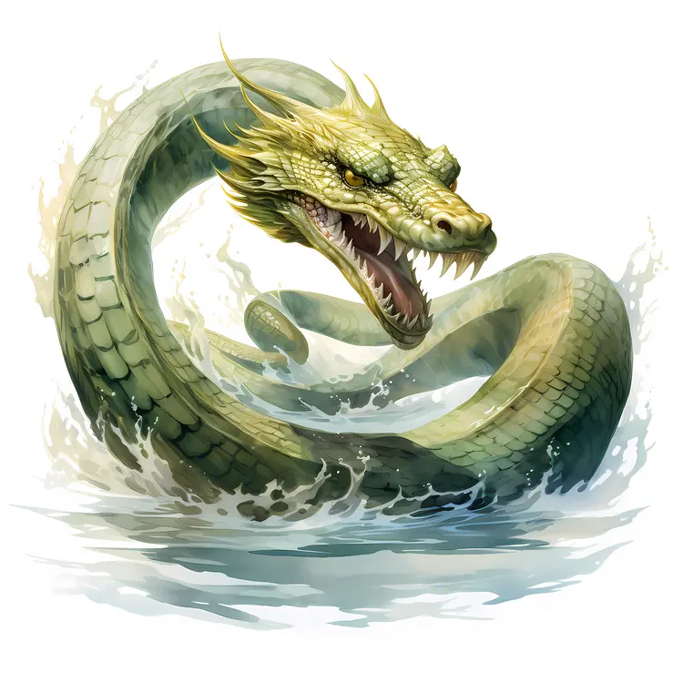 Fierce Water Dragon Illustration