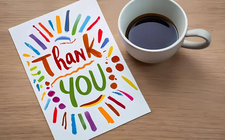 Colorful Thank You Card with Coffee