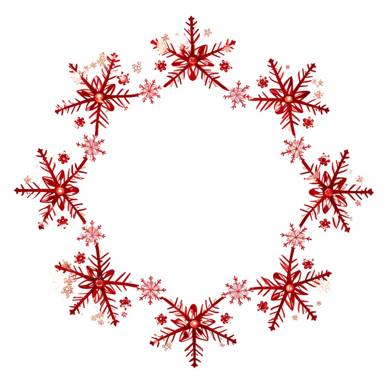 Red Snowflake Circle Frame for Winter Decoration