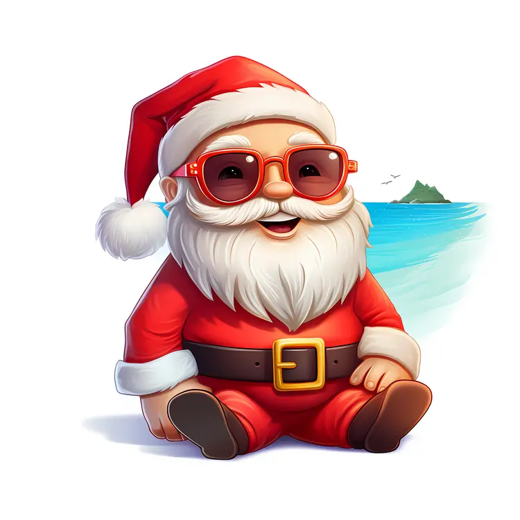 Santa Claus in Beach Attire