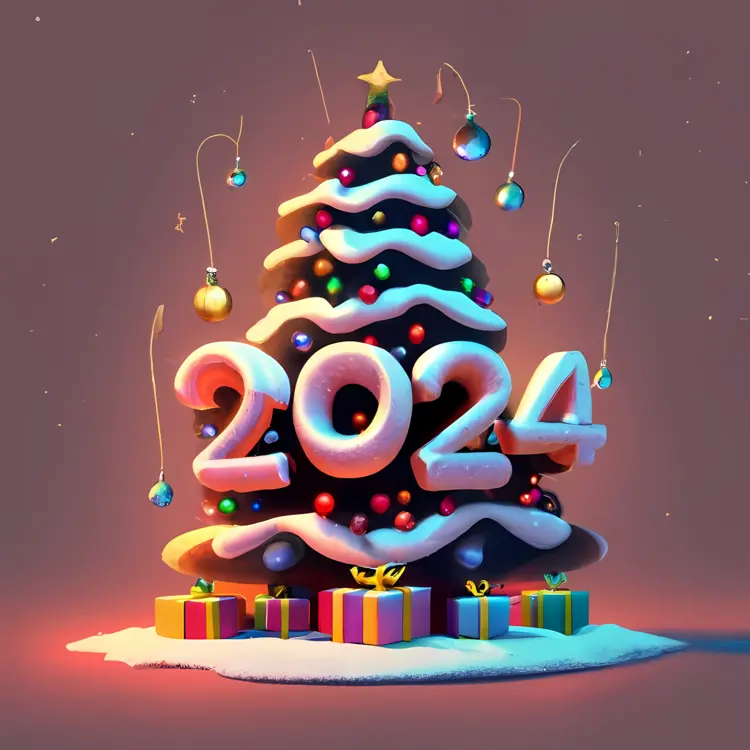 Christmas Tree with 2024 Decorations