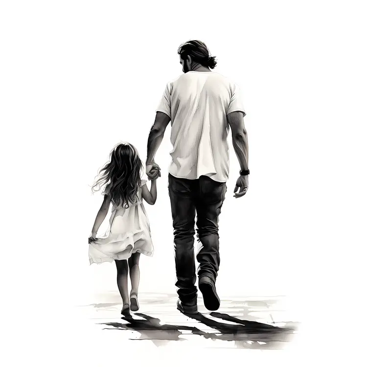 Father and Daughter Walking Together
