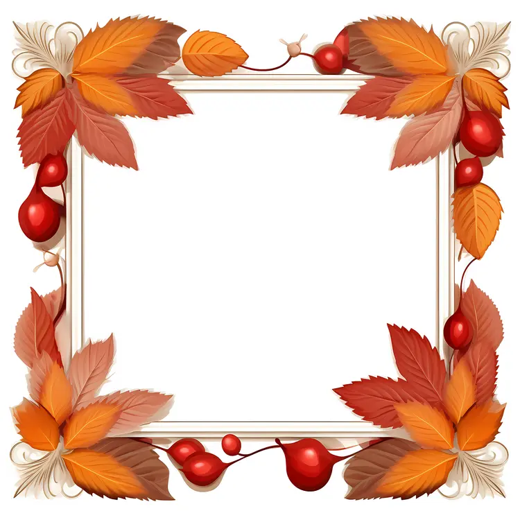 Autumn Leaves Frame with Berries