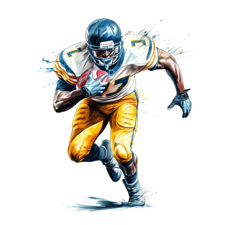 Football Player in Yellow and Blue Uniform