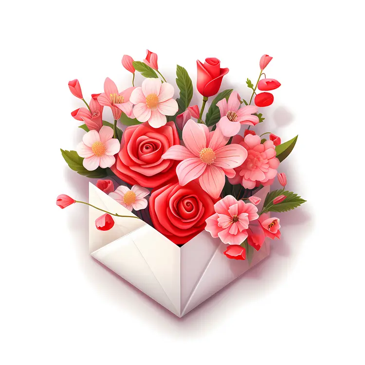 Pink and Red Flowers in Envelope