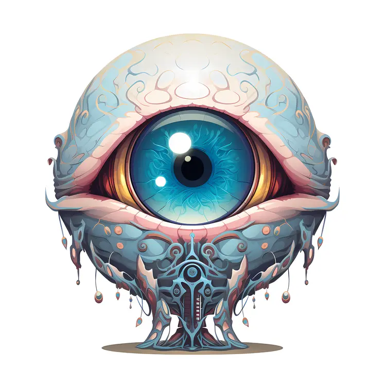 Surreal Fantasy Eye with Blue Frame and Dripping