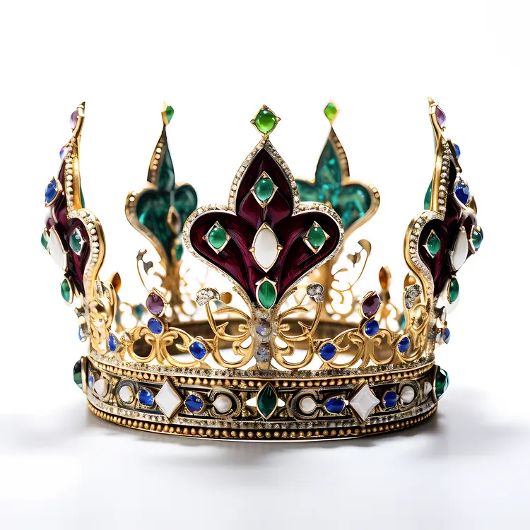 Ornate Crown with Jewels and Intricate Design