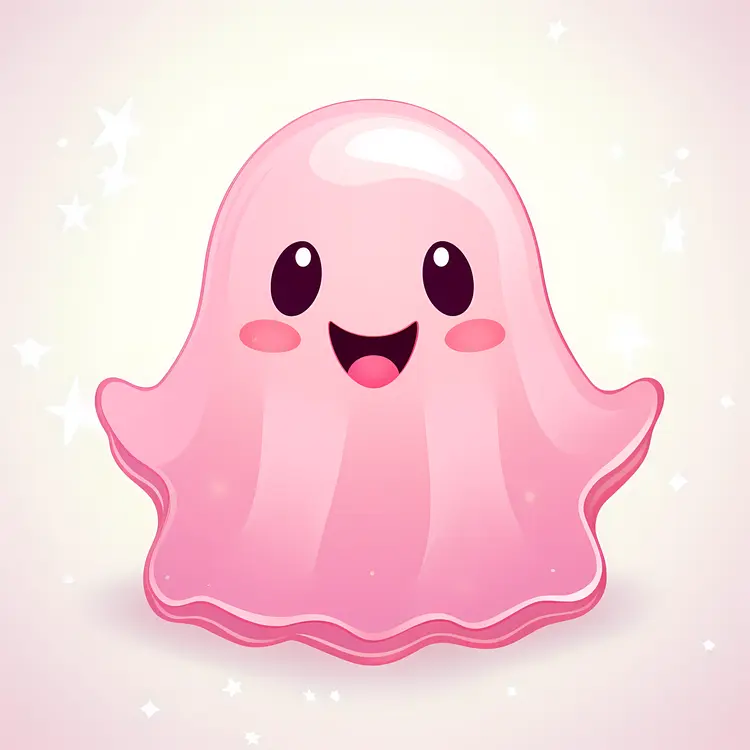 Cute Pink Ghost Cartoon for Halloween