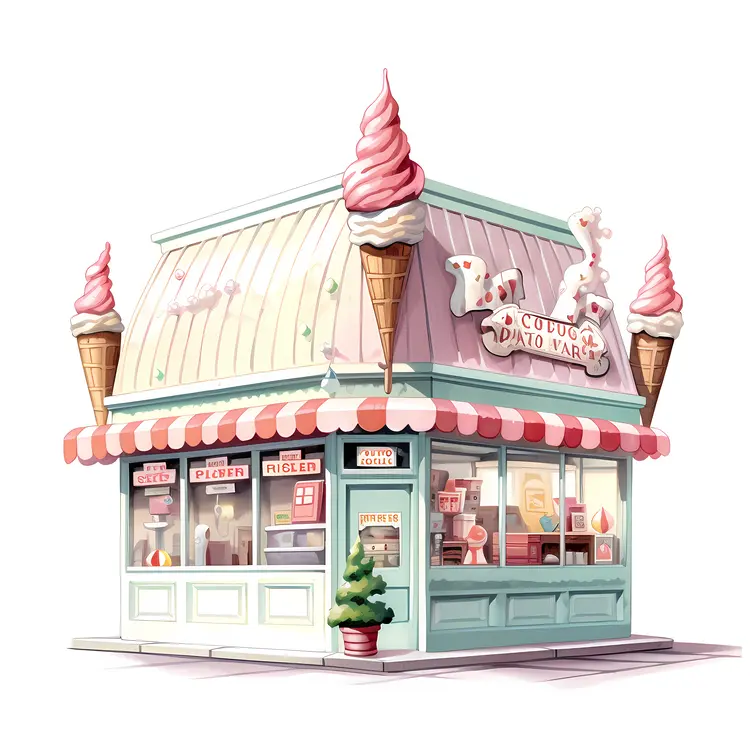 Cute Ice Cream Shop with Pastel Colors