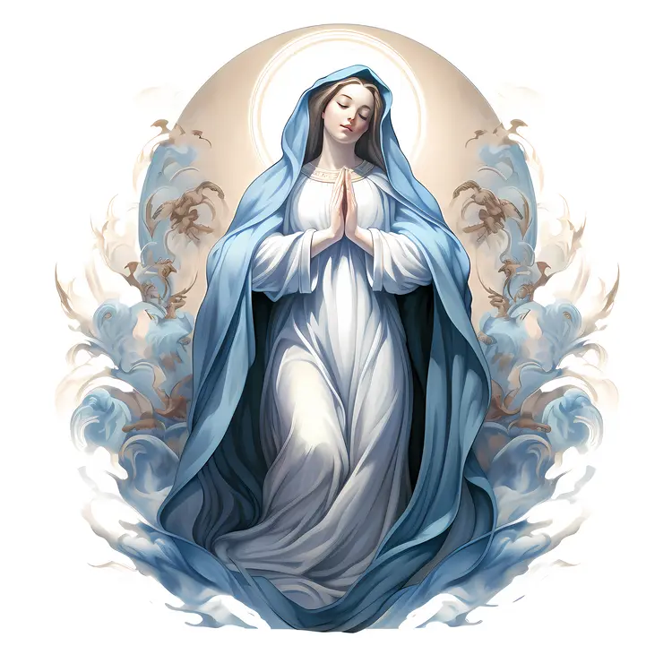 Praying Virgin Mary in Blue Robe