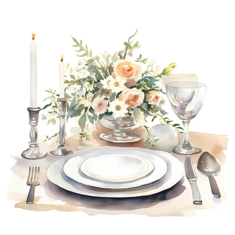 Simple Floral Table Setting with Candles