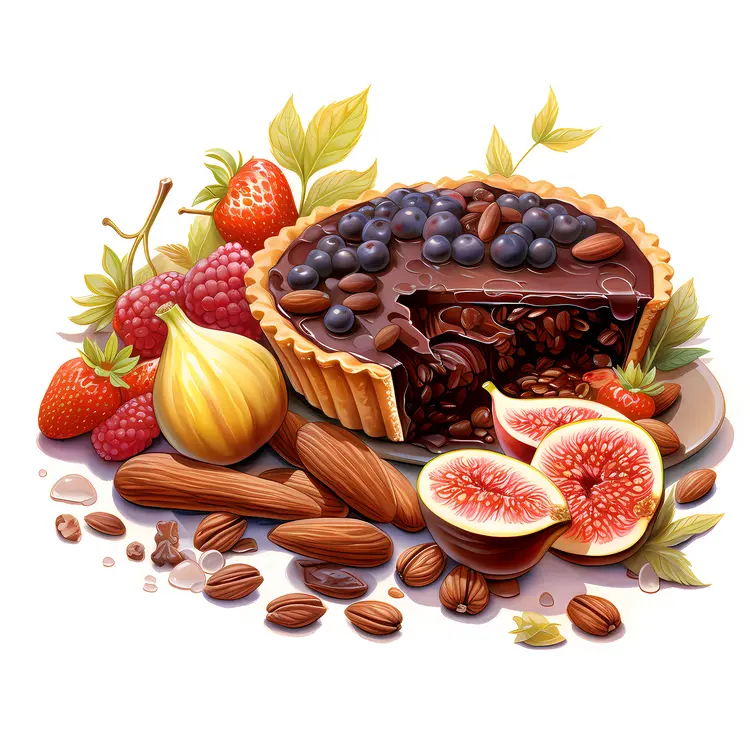 Delicious Chocolate Tart with Fruits and Nuts