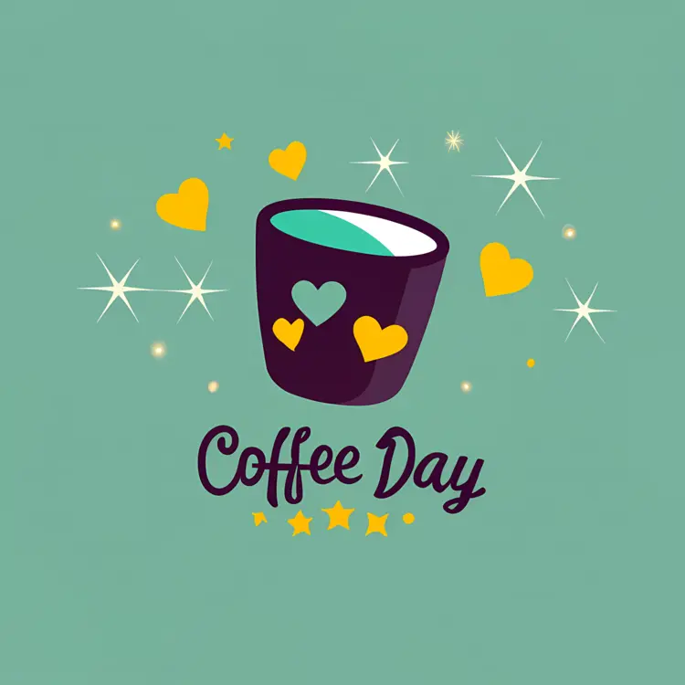 Coffee Cup with Hearts for Coffee Day