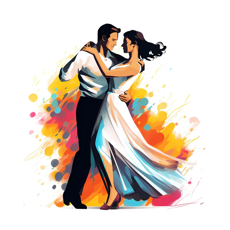 Romantic Dancing Couple with Colorful Background