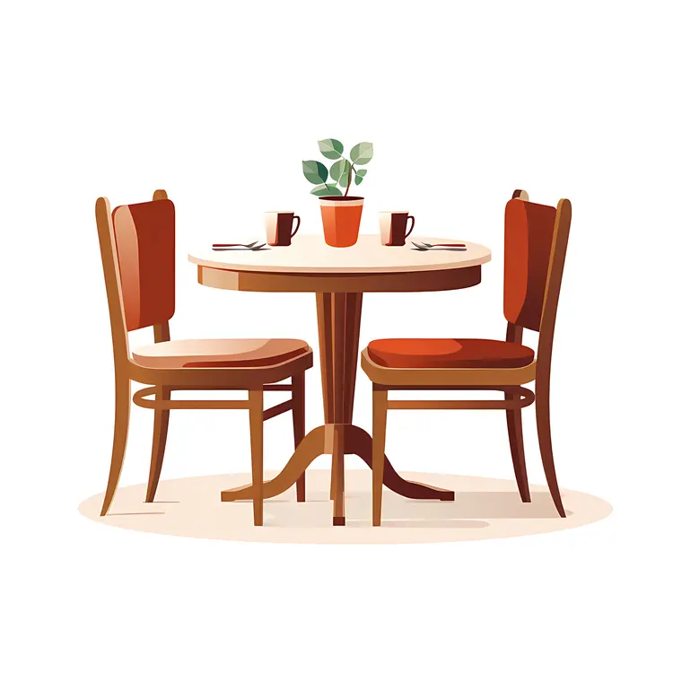 Round Wooden Dining Table with Three Chairs