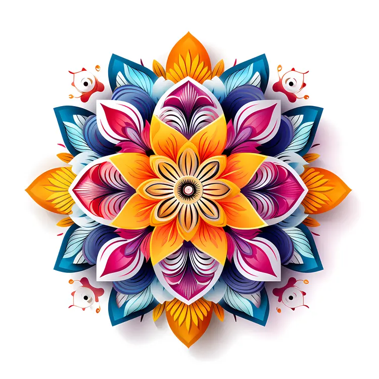 Colorful Mandala Art with Yellow and Pink Tones