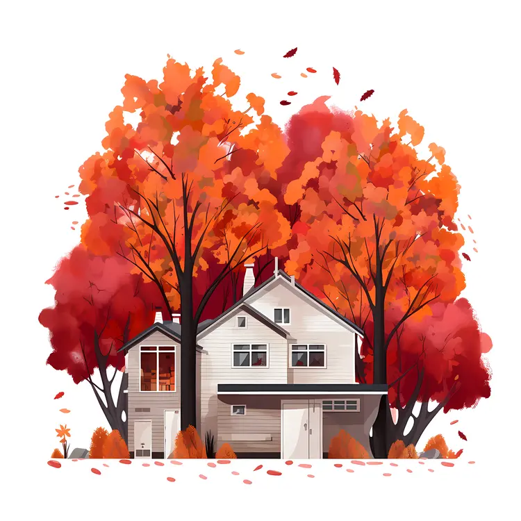 Cozy House in Autumn Foliage