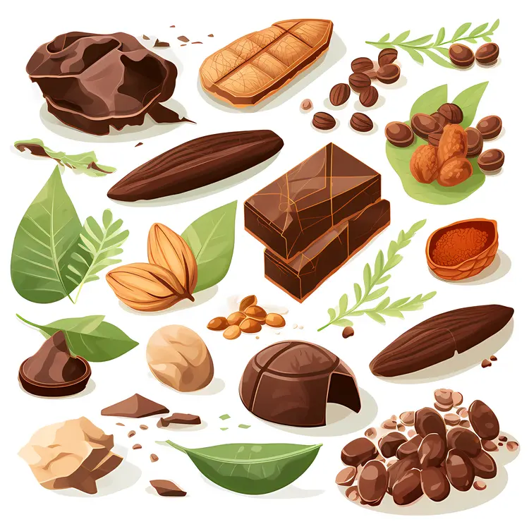Assorted Chocolates and Ingredients Illustration