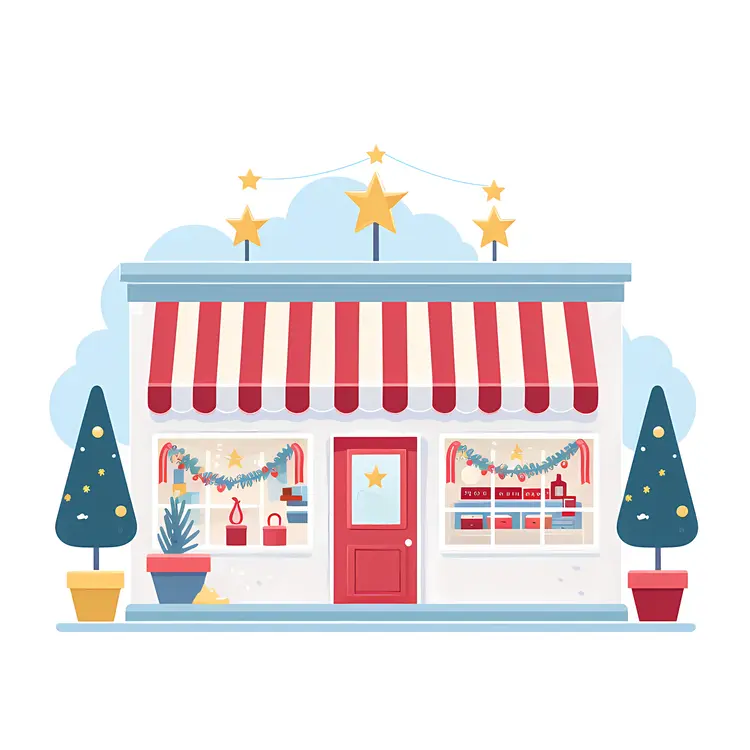 Red and White Striped Christmas Shop