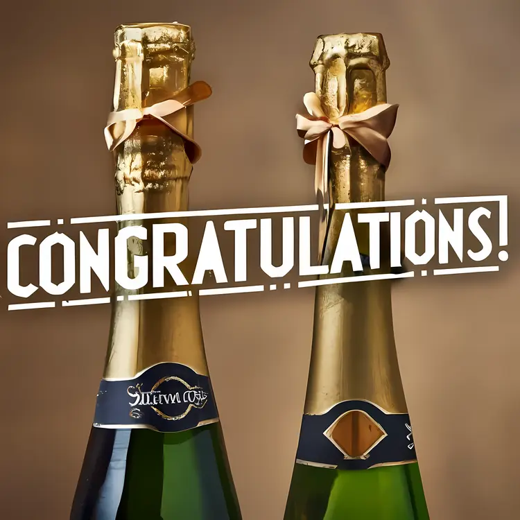 Congratulations with Two Champagne Bottles