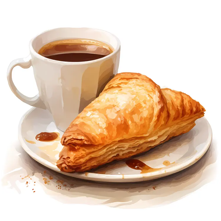 Delicious Croissant with Coffee for Breakfast