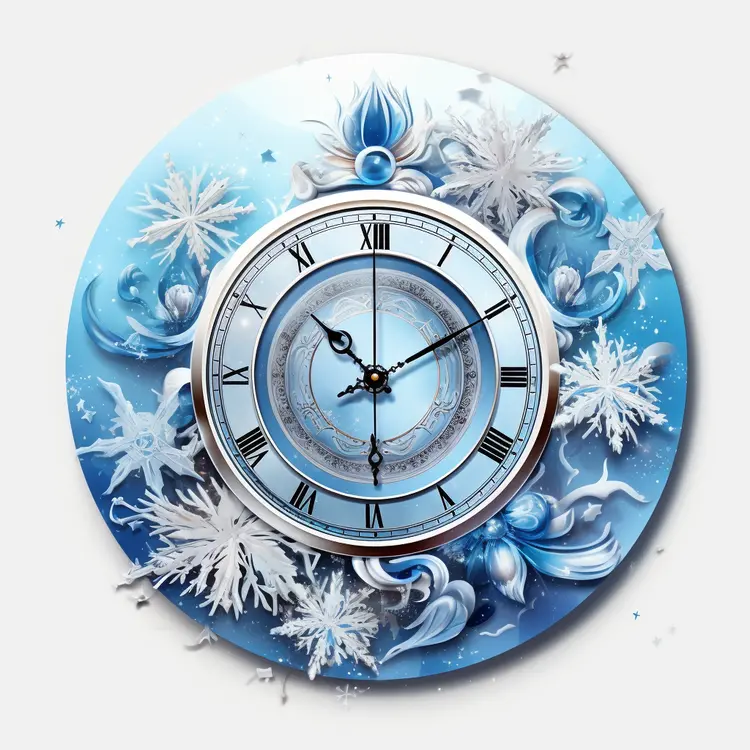 Snowflake Clock with Blue Background