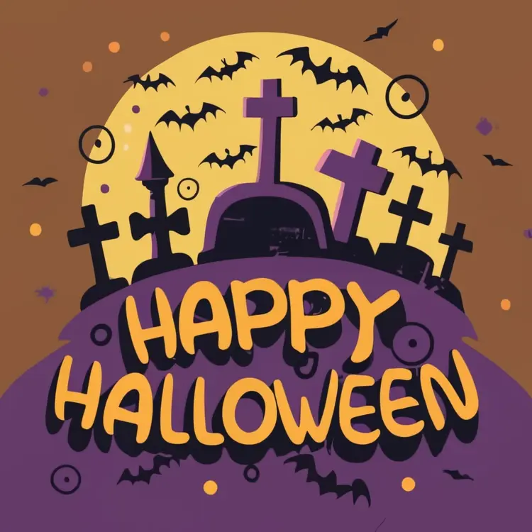 Happy Halloween with Graveyard Scene