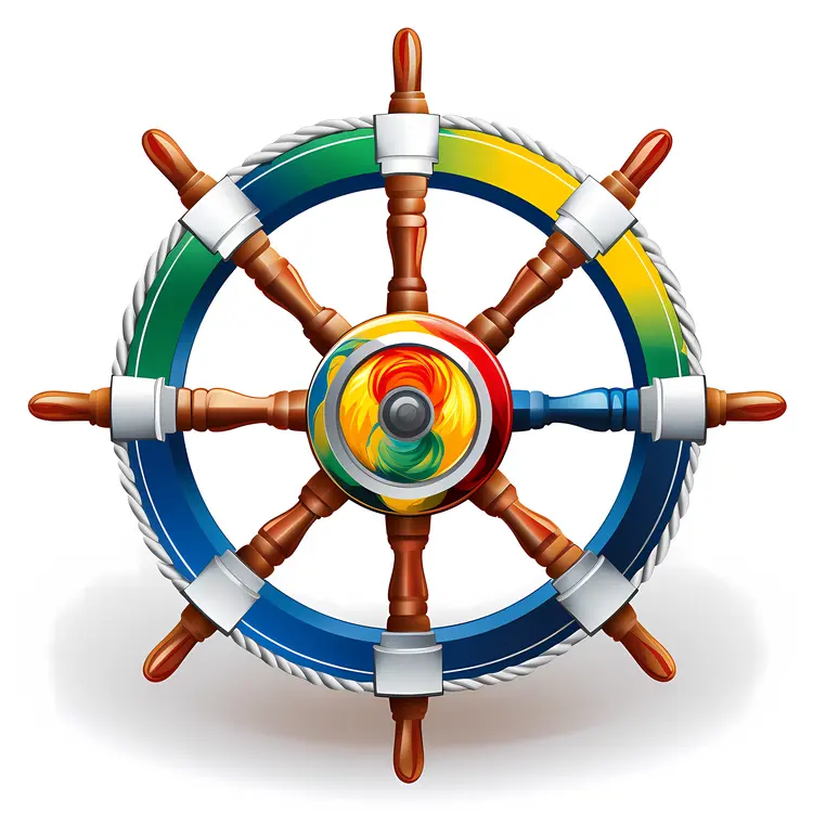 Colorful Ship Wheel Illustration