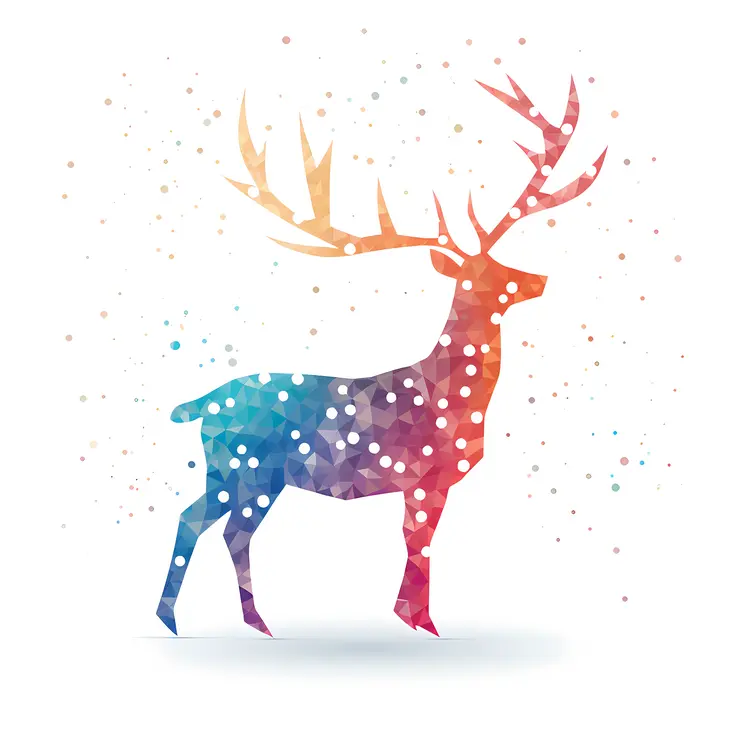 Colorful Geometric Deer with Starry Background