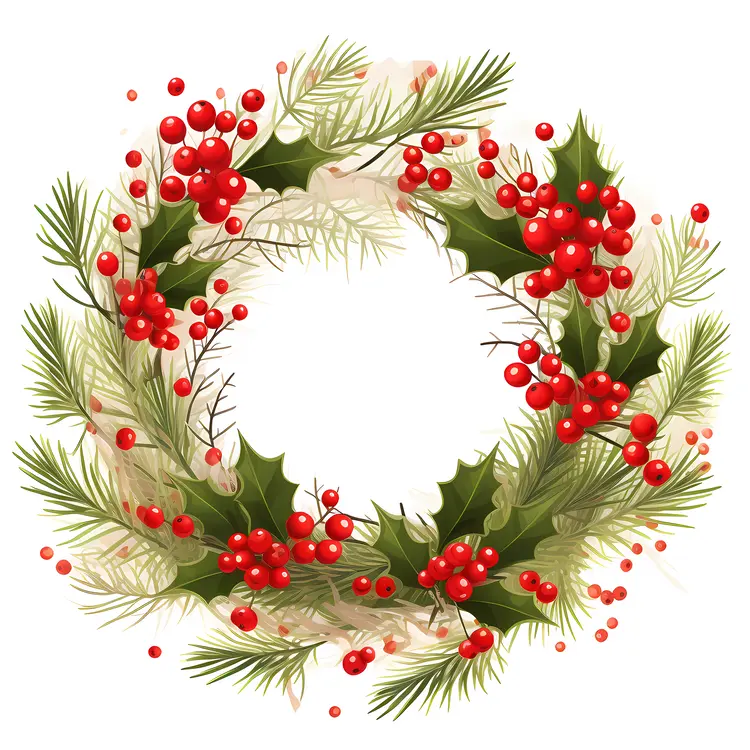 Festive Christmas Wreath with Holly and Berries