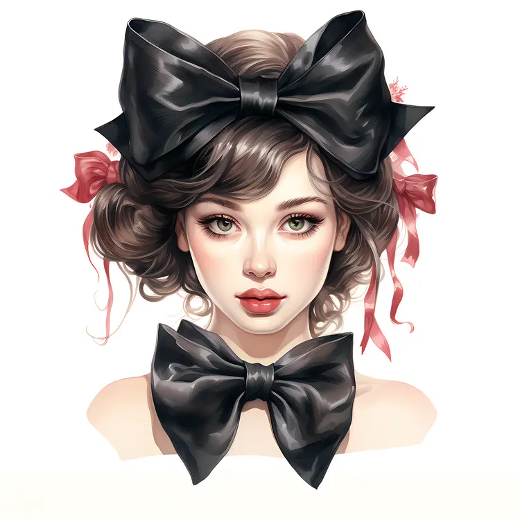 Woman with Double Black Bows