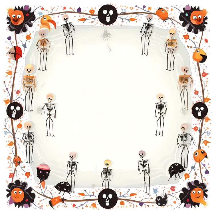 Skeletons and Halloween Decor Frame