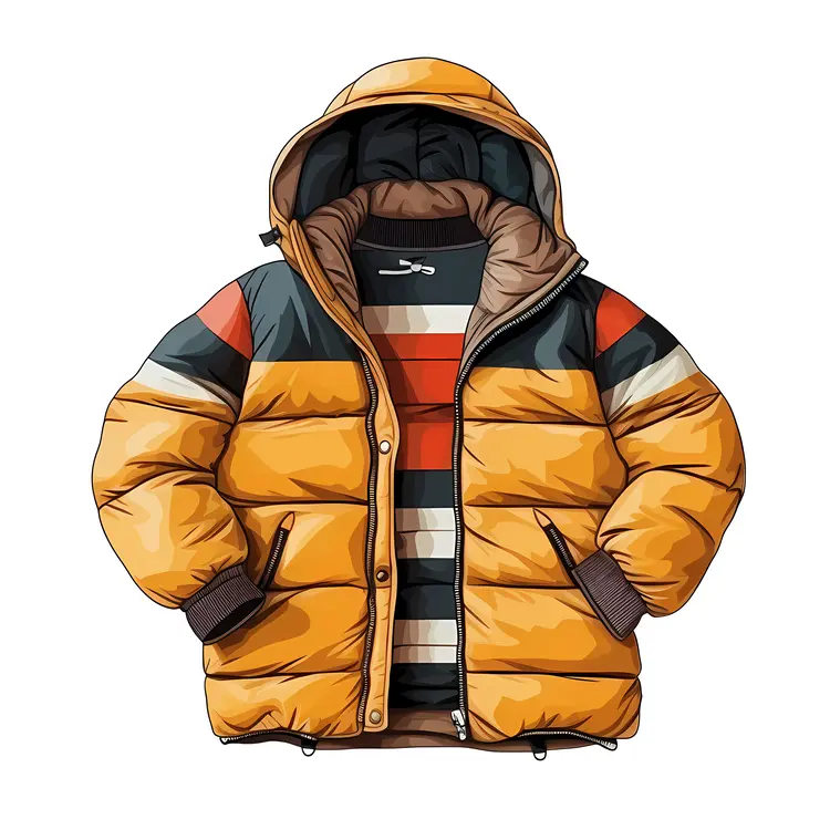 Yellow Hooded Puffer Jacket for Winter