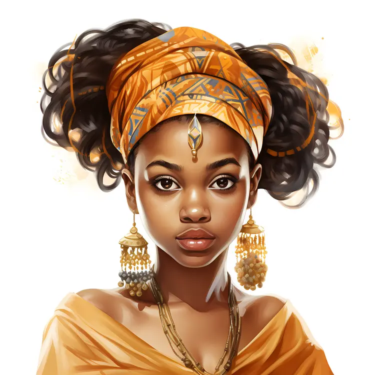 Princess with Orange Headwrap and Jewelry