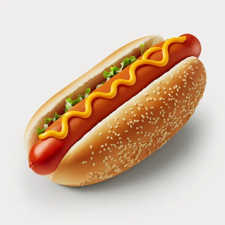 Delicious Hot Dog with Mustard and Lettuce