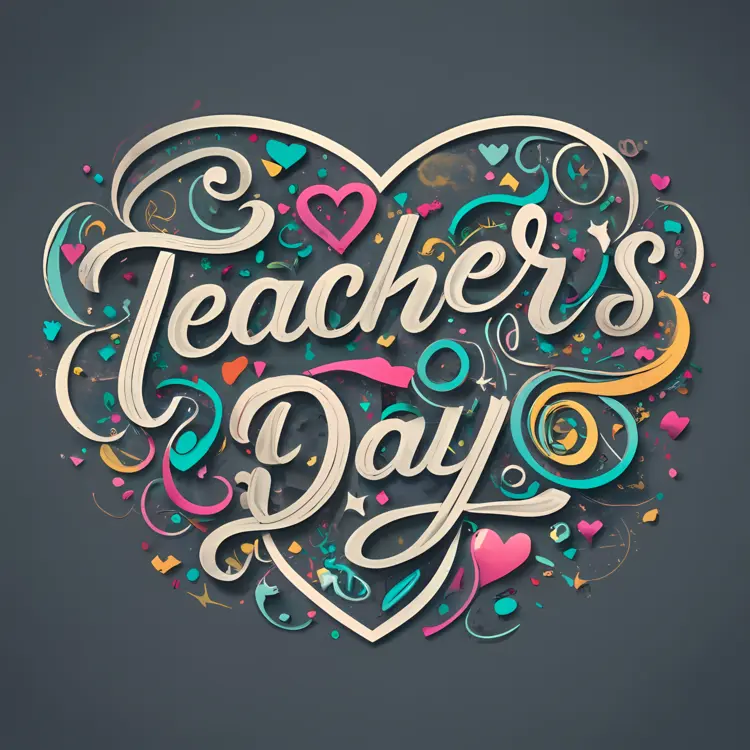 Teacher's Day with Decorative Heart