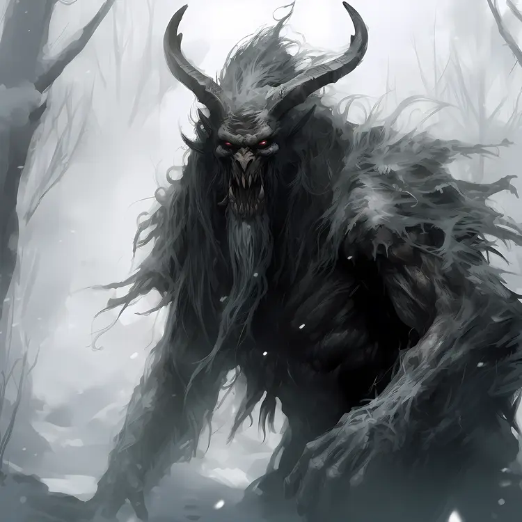 Snowy Horned Monster in the Forest
