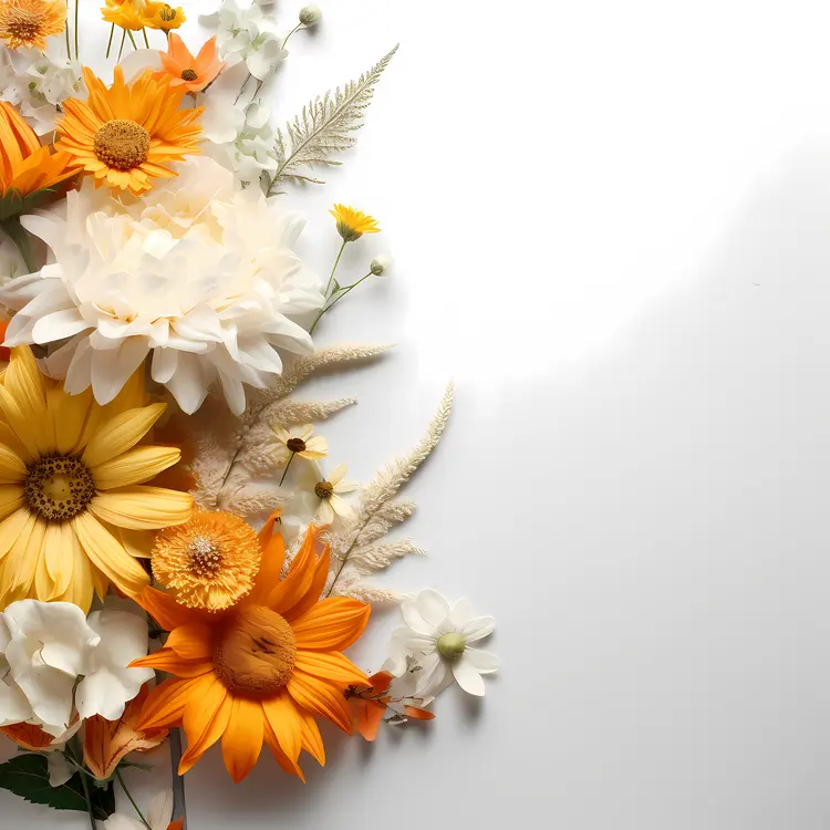 Yellow and White Flowers with Orange Accents