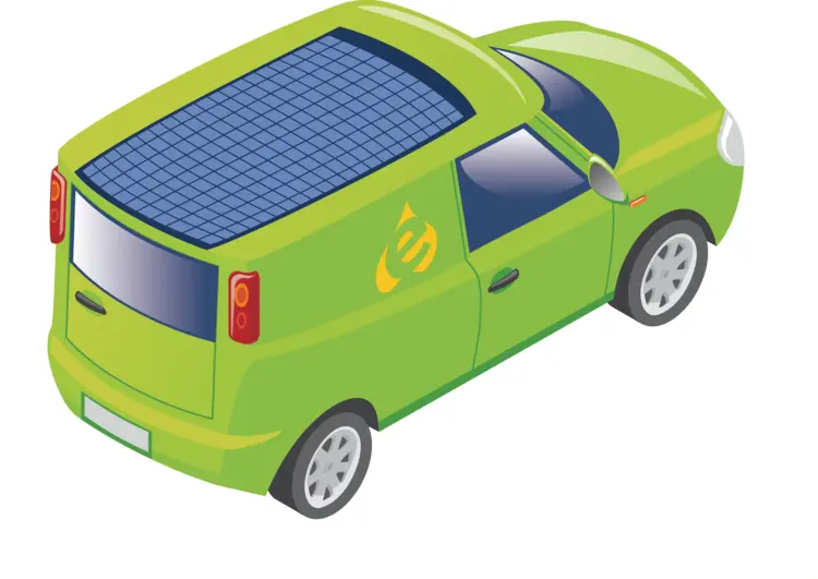Green Van with Solar Panel