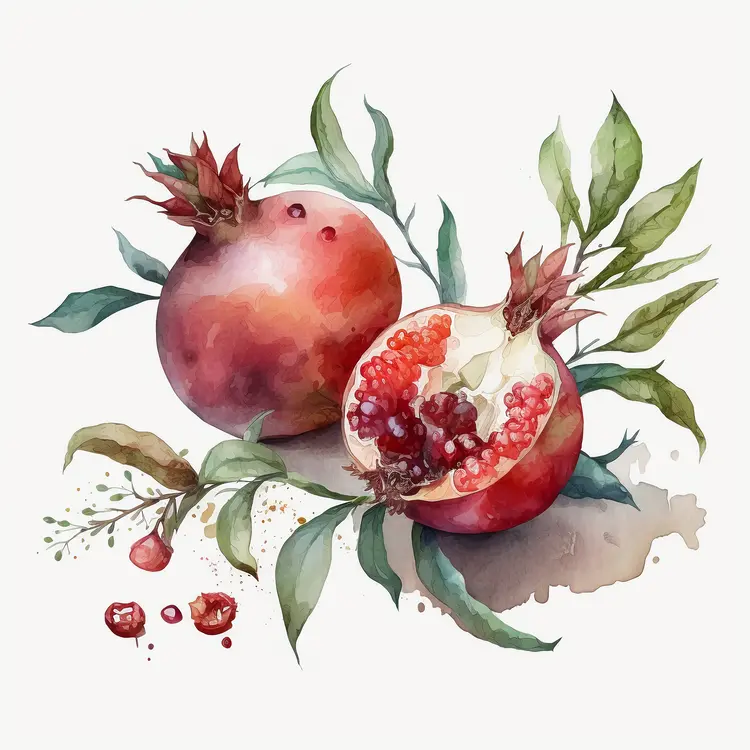 Watercolor Pomegranate Illustration
