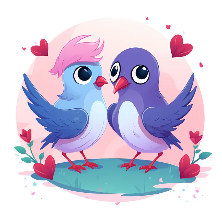 Cute Birds in Love for Valentine's Day