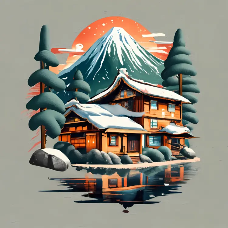 Snowy Cabin by the Mountain