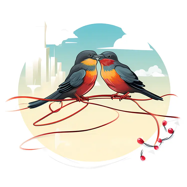 Two Colorful Birds Perched on a Branch