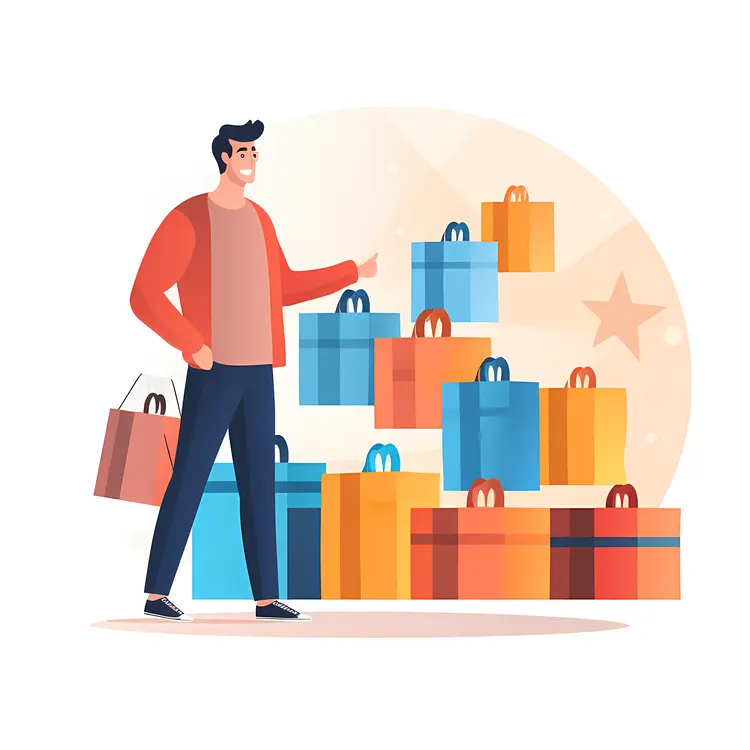 Man with Multiple Shopping Bags