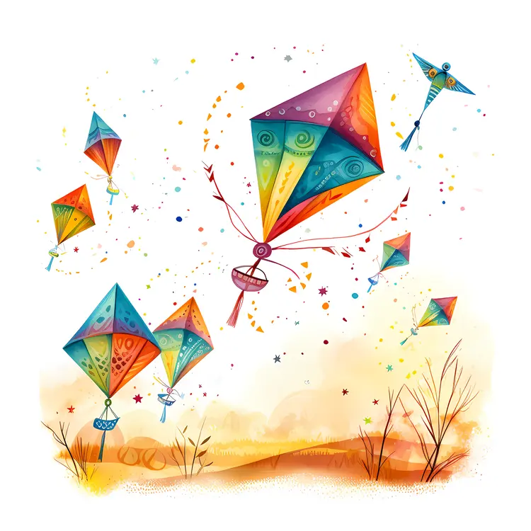 Colorful Kites Flying in the Sky